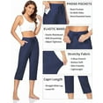 thumbnail image 4 of SOMER Women's Capri Yoga Pants Loose Soft High Waist Drawstring Workout Sweatpants Casual Work Pants Flare Leggings with Pockets for Summer, 4 of 6