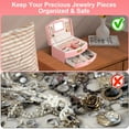 thumbnail image 6 of Moclever 2 Layer Jewelry Box for Women, Lockable Leather Jewelry Drawer Organizer for Rings Earrings Necklaces, Blue, 6 of 13