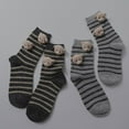 thumbnail image 5 of Milue Korean Women Girl Cotton Crew Socks Cute 3D Stuffed Bear for Head for Doll Striped Print Casual Student Harajuku Kawaii Mid Tube Anklet Hosiery, 5 of 10