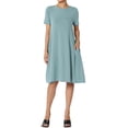 thumbnail image 1 of Robe T-Shirt Ample à Manches Courtes Col Bateau Longueur Genou avec Poche pour Femmes, 1 of 6