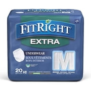 FitRight OptiFit Extra Protective Underwear, Adult Disposable Underwear, Moderate Absorbency, Fits Waist 28 in to 40 in, Medium, 20 Count