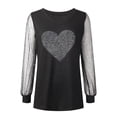 thumbnail image 4 of vigerkar Women's Glitter Sequin Sheer Mesh Long Sleeve Shirts Sexy Sparkle V Neck Dressy Casual Tunic Top Blouse (Black, M), 4 of 8