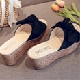 thumbnail image 5 of HAOTAGS Casual Walking Sandals for Ladies High Heel Platform Bowknot Summer Wedge Sandals Black Size 9.5, 5 of 5