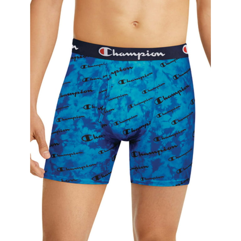 Champion Men's Cotton Stretch 3 Pack Boxer Shorts, Blue with