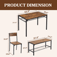 thumbnail image 4 of Ktaxon 4 Pcs Dining Table Set, Dinner Table Set for 4 with 2 Chairs with Backrest and Bench with Storage Rack,Nesting Furniture Set for Dining Room and Restaurant Rustic Brown, 4 of 8