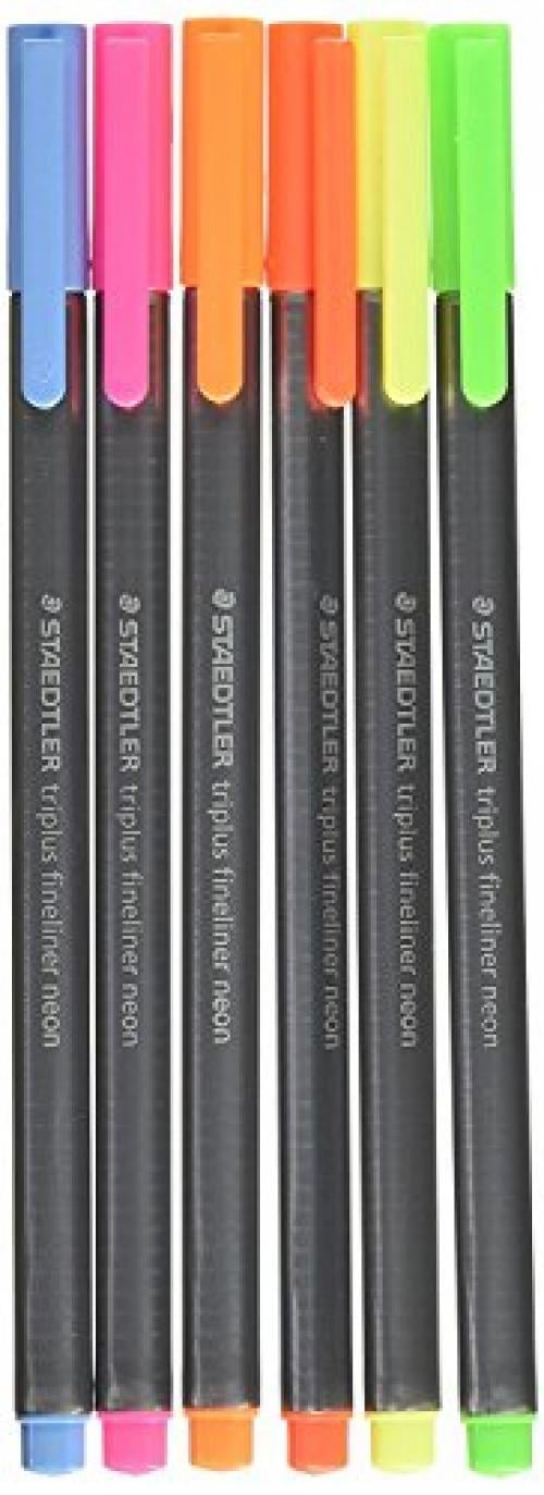 Staedtler Triplus Fineliner Pens 3mm Metal Clad Tip 20Pack Assorted