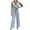 Blue, variant on Up to 65% off!Summer Plus Size Jumpsuits for Women Tummy Control Fashion Printed Jumpsuit, Comfortable And Casual New Product, Lapel Tie Up Straight High Waisted Pants