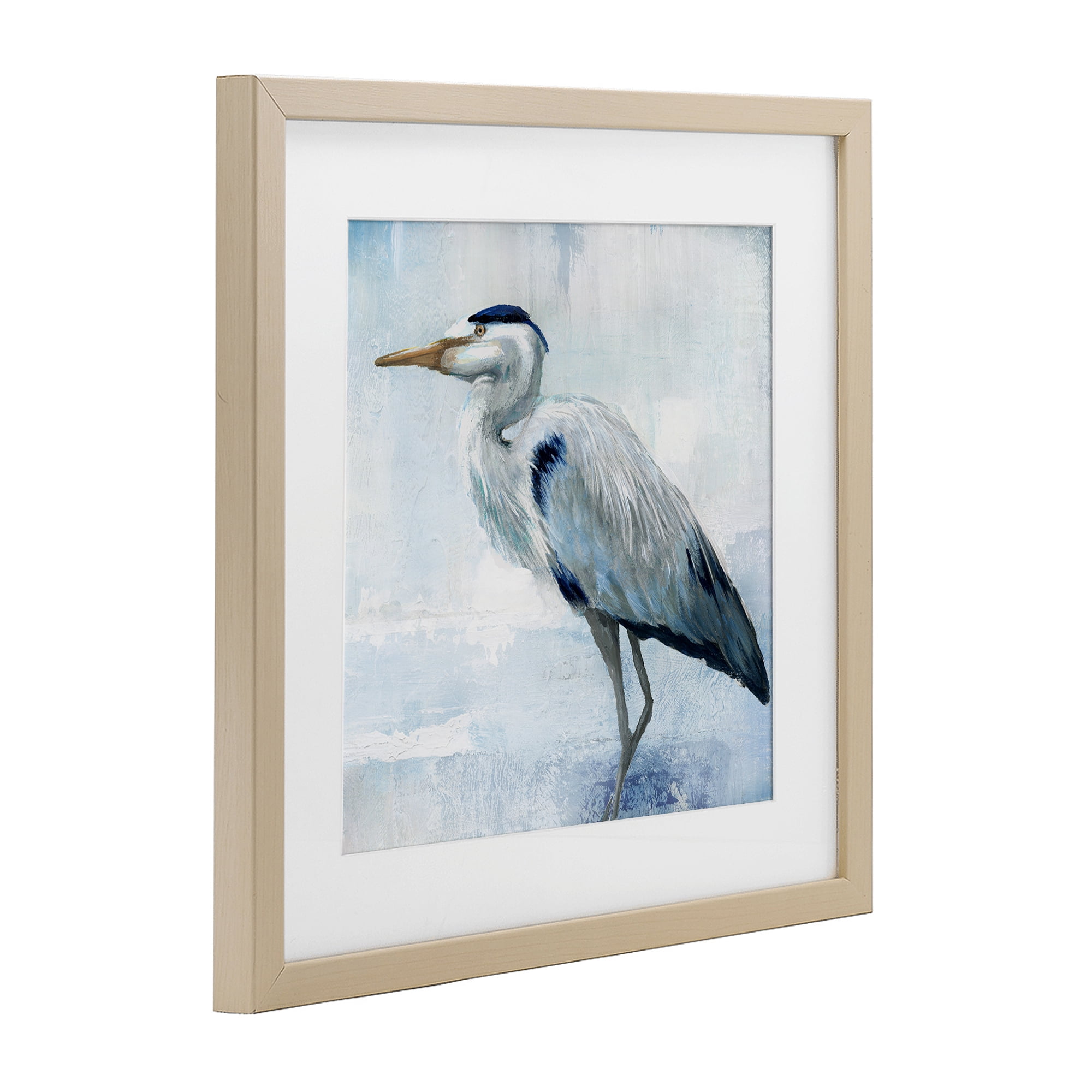 Stupell Industries Faded Blue Heron Birch Framed Print Under Glass, design by Nan
