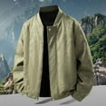 thumbnail image 2 of KHONTS,Men's Oversized PU Leather Jackets Waterproof Loose Fit Casual Jackets Fall Full Zip Stand Collar Stylish Coats Light Green XL, 2 of 6