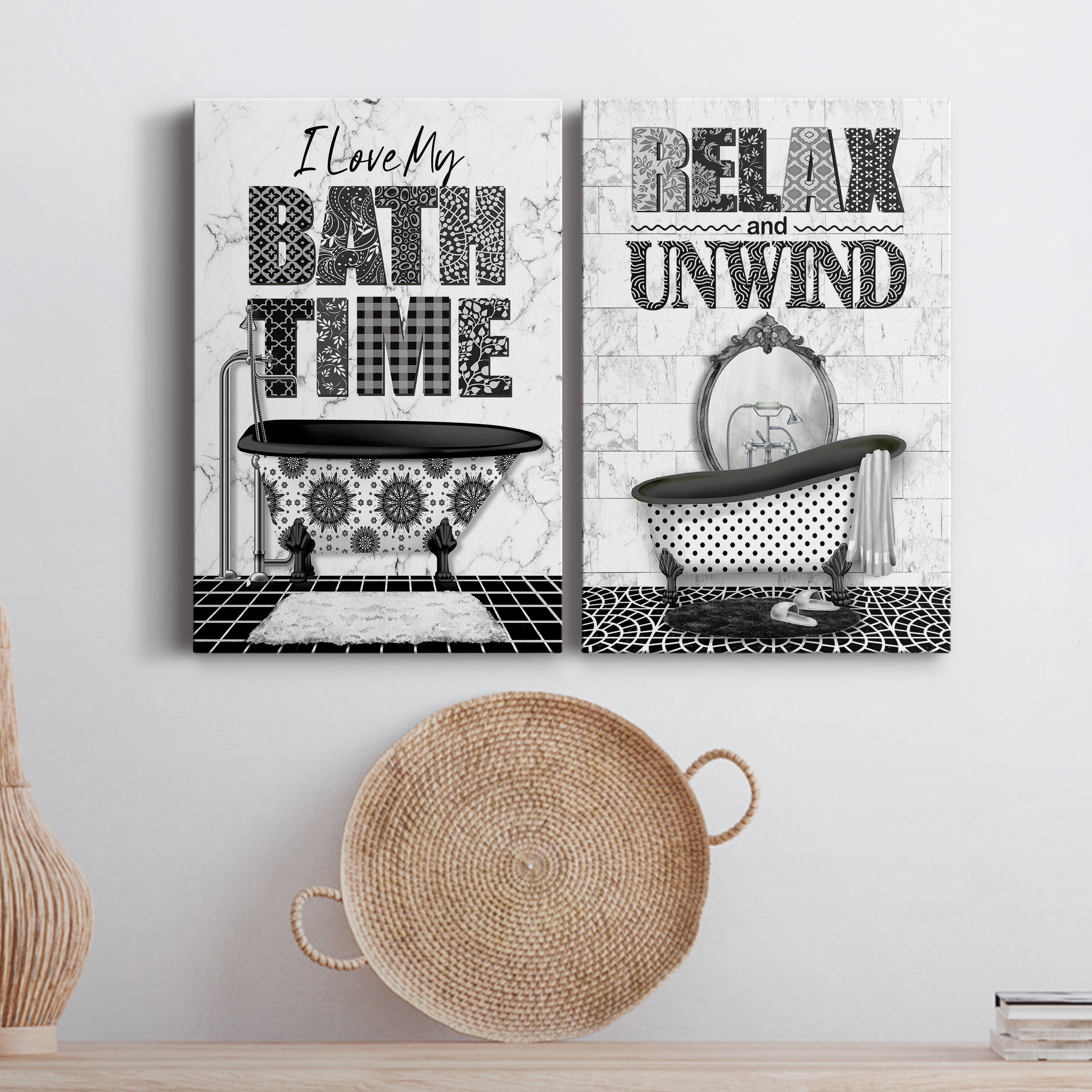 Bath Time Premium Gallery Wrapped Canvas - Ready to Hang - Set of 2 - 40 x 60 Each