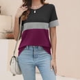 thumbnail image 7 of Rezuofi 1 Pcs Women’s T Shirts Short Sleeve Color Block Tops Casual Summer Fashion Tees, 7 of 7