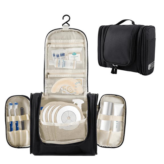 RUIFUU Hanging Travel Toiletry Organizer Bag, Large Capacity Portable Personal Care Storage Case with Hanging Hook for Travel and Home
