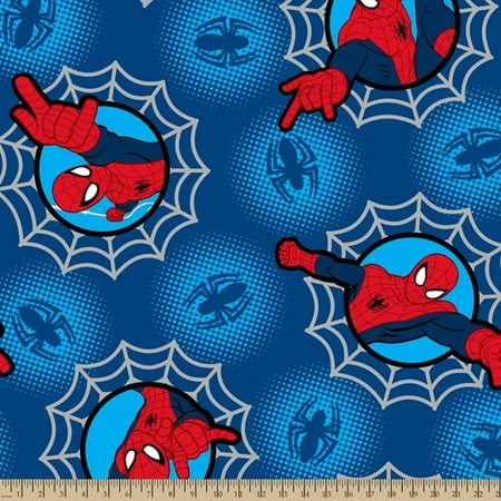 Marvel Spider-Man, Spider-Man in Webs, Blue, Minky Fleece, 59/60