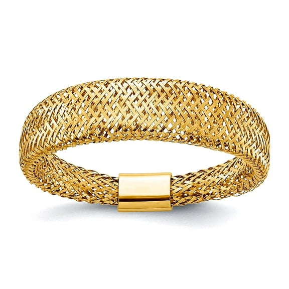 5.25mm 14k Solid Yellow Gold Mesh Tapered Stretch Ring Ring for Women - .4 Grams