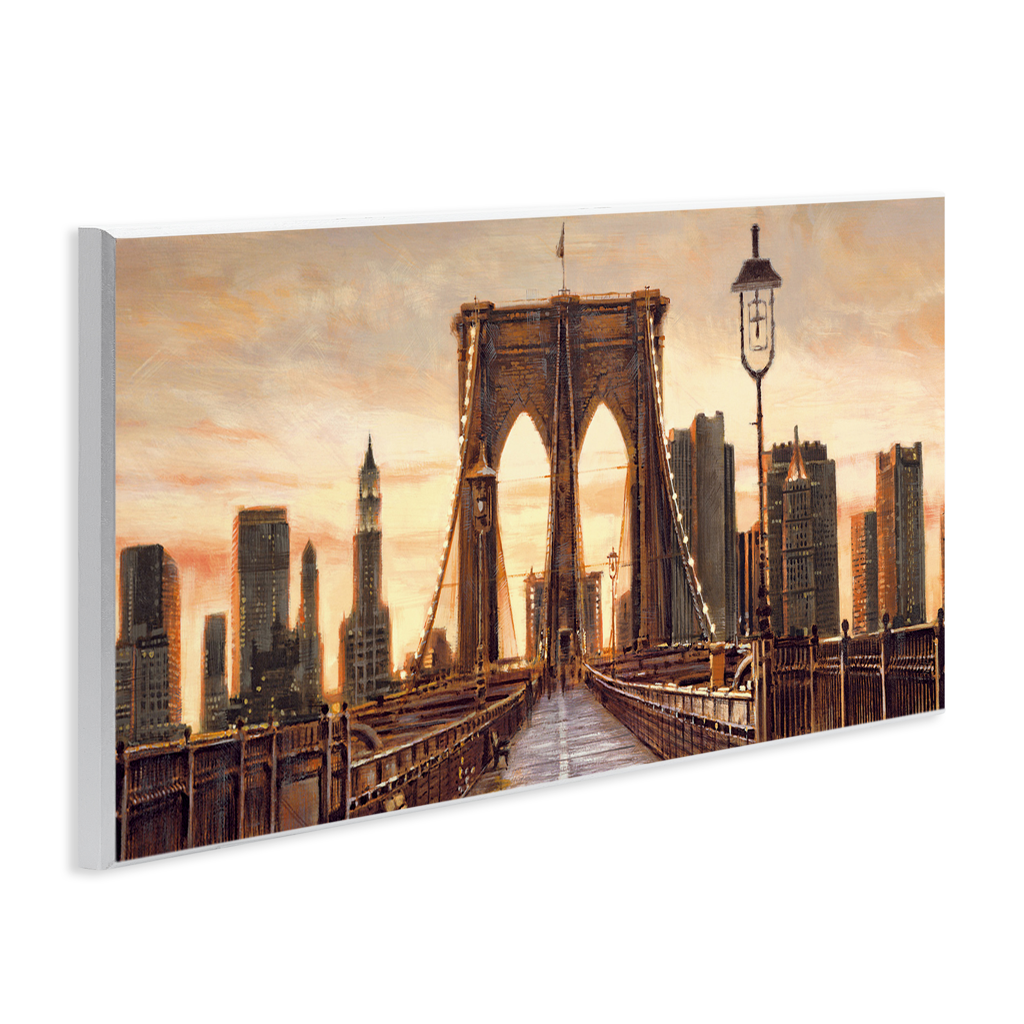 Stupell Industries City Bridge View Scenery Painting Unframed Art Print Wall Art, 17 x 7