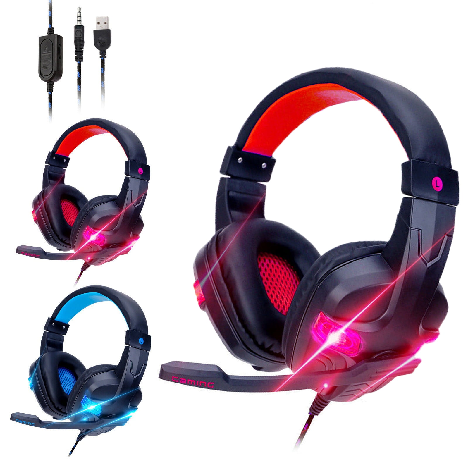 Gaming Headset Xbox One Headphone PC PS4 Earphone 3.5mm Stereo Bass with Mic - Walmart.com Gaming Headset Xbox One Headphone PC PS4 Earphone 3.5mm Stereo Bass with Mic - Walmart.com