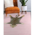 thumbnail image 2 of Modern Leopard Wool Area Rug with Anti Slip Backing Animal Print Cheetah Area Carpet for Living Room Diningroom Bedroom Washable Soft Rugs 4x8 ft Pink, 2 of 6