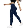 thumbnail image 2 of Levmjia Women's High Waisted Cargo Leggings with Pockets Butt Lifting Skinny Denim Leggings Stretchy Yoga Pants Workout Tights, 2 of 9
