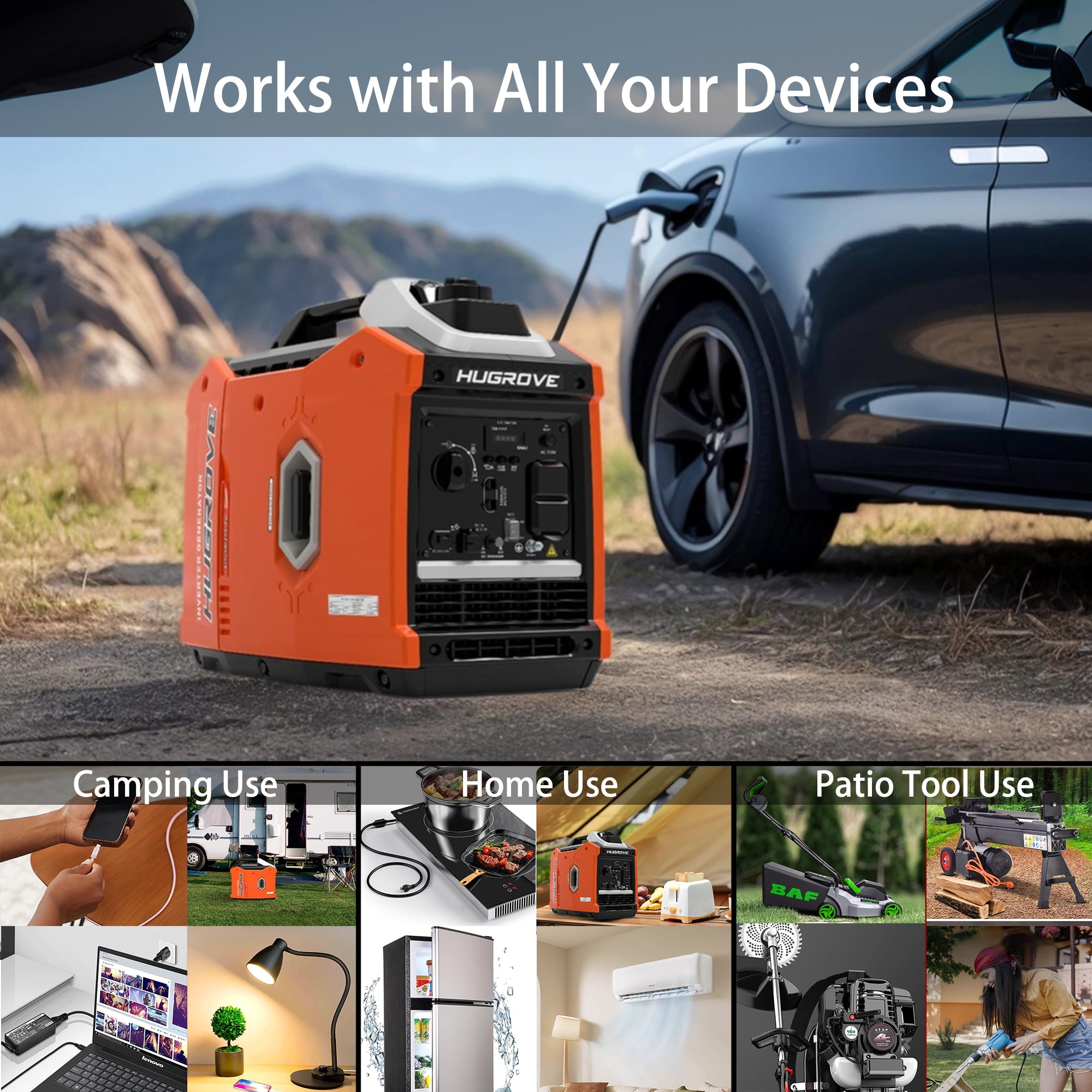 2200W Invertor Generator for Home Use, Camping, Emergencies, 3H Runtime at Full Load, Compact & Lightweight Design