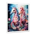 thumbnail image 2 of Designart "Ballet of Seahorses in Blue and Pink" Animals Framed Wall Art - Traditional Pink Seahorse Hallway Framed Wall Art Decor, 2 of 6