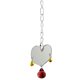 thumbnail image 1 of Heart Shape Single Face Mirror Parrot Bell Toy Pet Bird Mirror Toy Swing Bird Cage Toys With Bell Hanging Cage Toy For Budgie Birds (Random Bell Color, 1 of 3