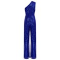 thumbnail image 4 of Xnihocha Combinaison Sans Manches pour Femmes une Épaule Robe de Soirée à Sequins Robe de Soirée Bleue L, 4 of 7