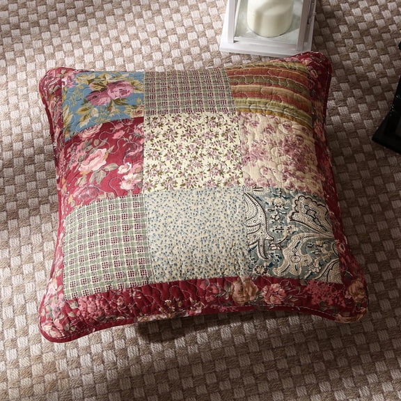 Tache Cotton Patchwork Vintage Antique Floral Fairy Tale Tea Party 26x26 Euro Sham 1 Piece