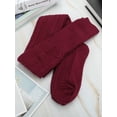 thumbnail image 3 of Gustave 2 Pairs Extra Long Cotton Thigh High Socks, Winter Warm Over the Knee High Boot Stockings Leg Warmers for Women Girl "Wine Red", 3 of 9