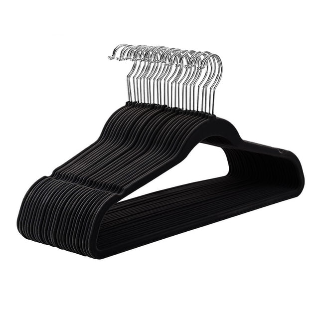 Perchas antideslizantes YONGSHENG negro/plata paquete DE 20