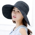 thumbnail image 2 of Zhengup Wide-Brim Floppy Hat Ponytail Hole Foldable Summer Visor Sun Hat Adjustable by Velcro Black Cotton Bucket Hat for Women, 2 of 9