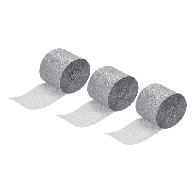 Unique Bargains Crepe Paper Streamer 32ft Long 1.37 Inch Wide, Silver Tone 3 Pack
