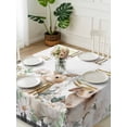 thumbnail image 3 of Easter Bunny Suqare Tablecloth - 60 x 60 Inch, Spring Botanical Flowers Flowers Eggs Check Waterproof & StainResistant Tablecloth, Washable Oil-proof Table Cover for Dining/Party/Wedding/Buffet, 3 of 9