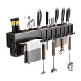 thumbnail image 5 of Hariumiu Wall-Mounted Cutter Storage Rack Carbon Steel Cutter Holder Organizer with Chopstick Spoon Fork Holder Load Capacity Utensil Organizer, 5 of 8