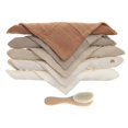 thumbnail image 2 of 5 Pcs Baby Cotton Square Towel with Newborn Hair Brush Infant Hand Face Washcloth Handkerchief Muslin Cloth Feeding Bib Burp Cloth Saliva Towel for, 2 of 2