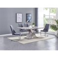 thumbnail image 2 of Faux White Marble Dining Set with Chairs and Silver Stainless Steel, 2 of 8
