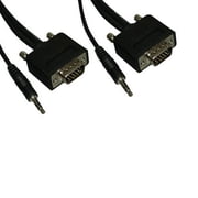 Kentek 6 Feet FT Slim Super VGA SVGA HD15 15 pin video with 3.5mm AUX audio slim cable cord male to male M/M mini-coax twisted pairs molded black TV PC MAC Monitor