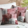 thumbnail image 2 of Red Velvet Abstract Pillow Covers Set of 2 Modern Accent Pink Gray Throw Pillow Cover Soft Elegant Decorative Couch Cushion Cover for Bed Living Room Outdoor Sofa Pillowcases 18x18 Inch, 2 of 6