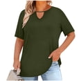 thumbnail image 2 of ICHUANYI Womens Plus Size Tops 3/4 Length Sleeve Shirts Crewneck Dressy Casual Blouses Trendy Keyhole Tunic Top, 2 of 8