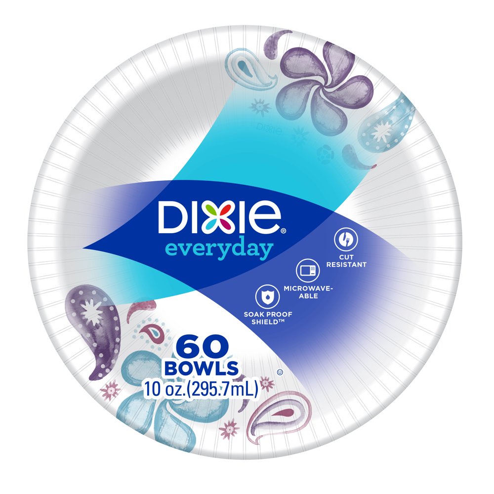 Dixie Everyday Dip/Snack 10 oz Paper Bowls, 60ct