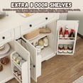 thumbnail image 4 of ANPOO 71" Tall Farmhouse Kitchen Pantry Cabinet with LED Light, Power Outlet & 4 Doors with Door-mounted Storage, Large Freestanding Storage Hutch with Open Countertop for Dining Room, Living Room, 4 of 9