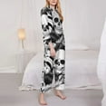 thumbnail image 4 of Kll Skull And Palm Leaves Print Women'S Long Sleeve Pajamas With Pants Sleepwear Loungewear 2 Set-Small, 4 of 9