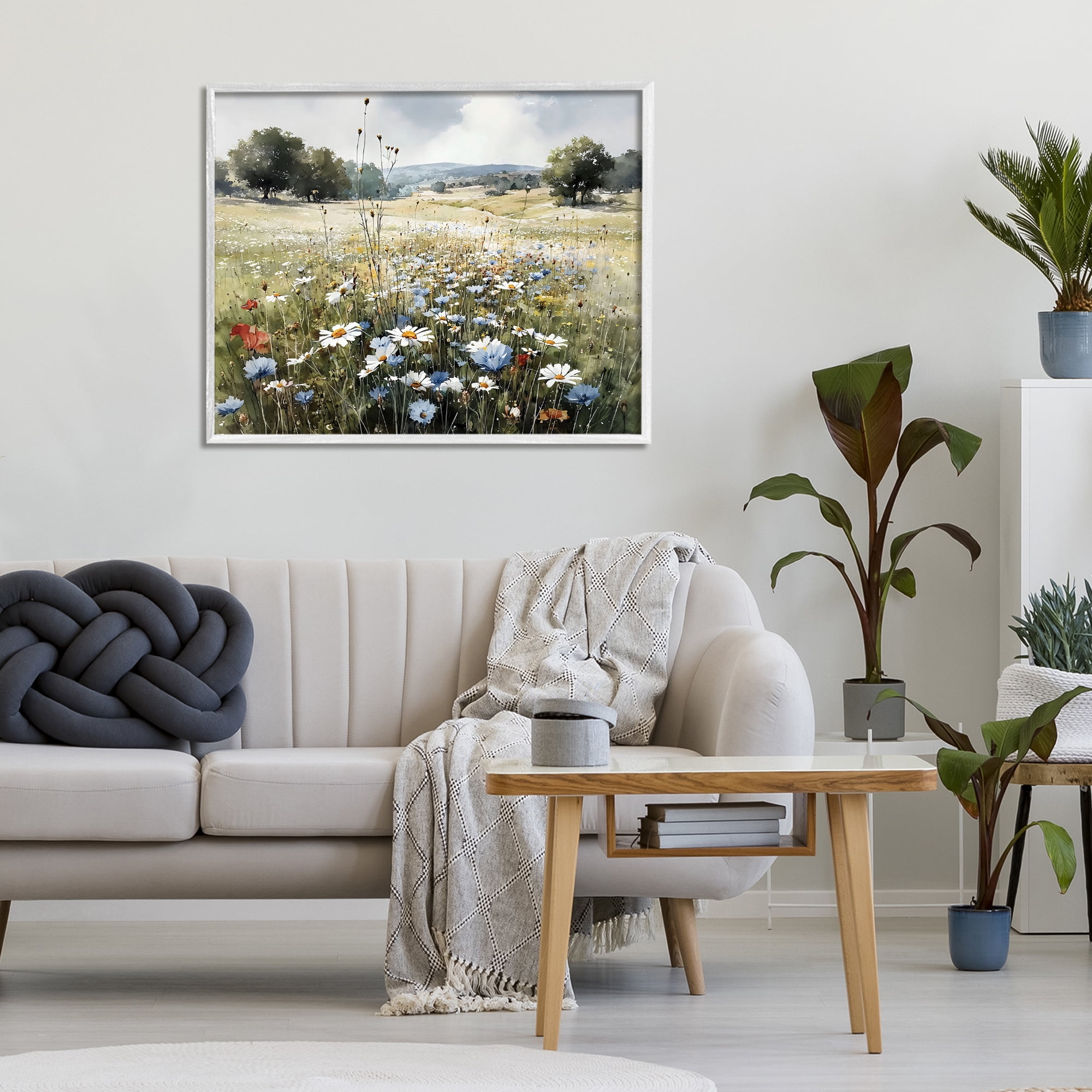 Stupell Industries Calm Meadow of Wildflowers White Framed Giclee Art, design by Franklyn Gregory