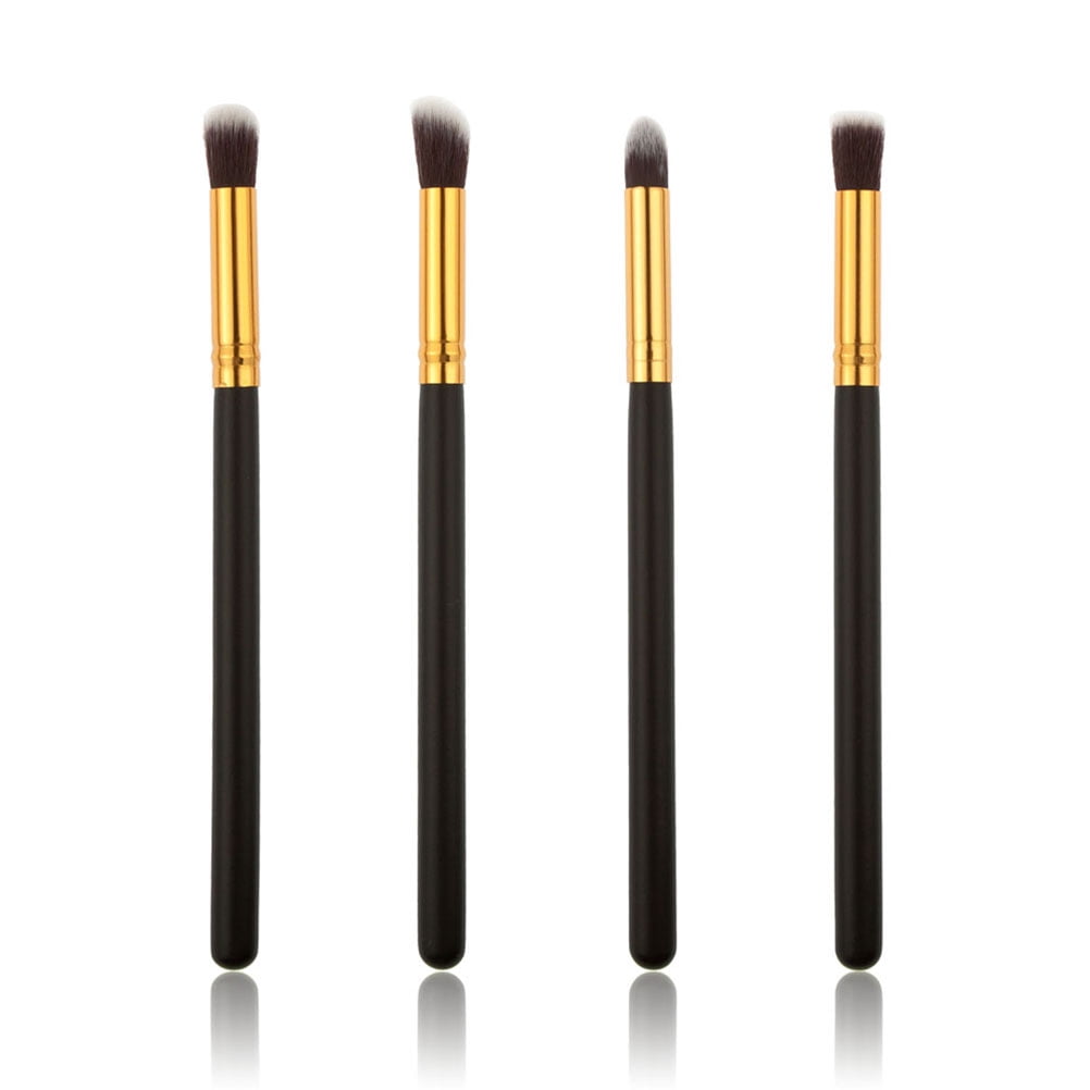 4pcs Eye Brushes Set Eyeshadow Blending Pencil Brush Make up Tool Cosmetic Makeup Eyeshadow Lip Eye Blush Foundation Power Brush Set Cosmetic Tool Kit (Black+Gold)