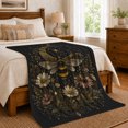 thumbnail image 6 of Enchanted Bumblebee Crescent Moon Wildflower decorative motif, Warm Flannel Blanket for Living Room and Bedroom, Mystical Celestial Art Scene, Celestial Art Lovers Housewarming Gift, 6 of 7