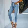 thumbnail image 5 of Women's Classic Straight Leg Jeans, Mid-Stretch Denim Pants with Casual Slim Fit & Everyday Versatility,Light Blue L, 5 of 5