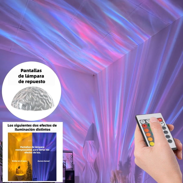 Luz nocturna Galaxy 2 en 1, proyector Aurora de 16 colores con mando a distancia y función de carga USB. Proyector Wave/Aurora para decorar dormitorios o regalar (Aurora boreal + Ondas).