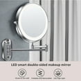 thumbnail image 2 of Wall Mounted Makeup Mirror,10X Majnifying Mirror LED Light Dimmable Touch Screen,USB Charge,8 Inch Extendable Double Sided Vanity Mirror,Nickel, 2 of 9