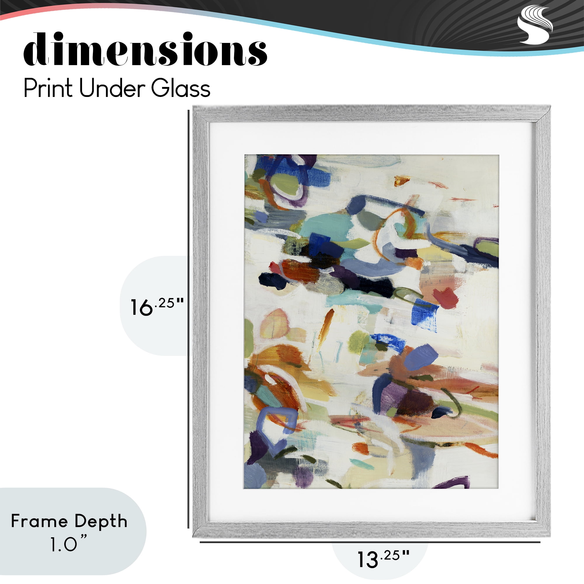 Stupell Industries Flowing Stippled Brushstrokes Gray Framed Print Under Glass, design by Lisa Ridgers