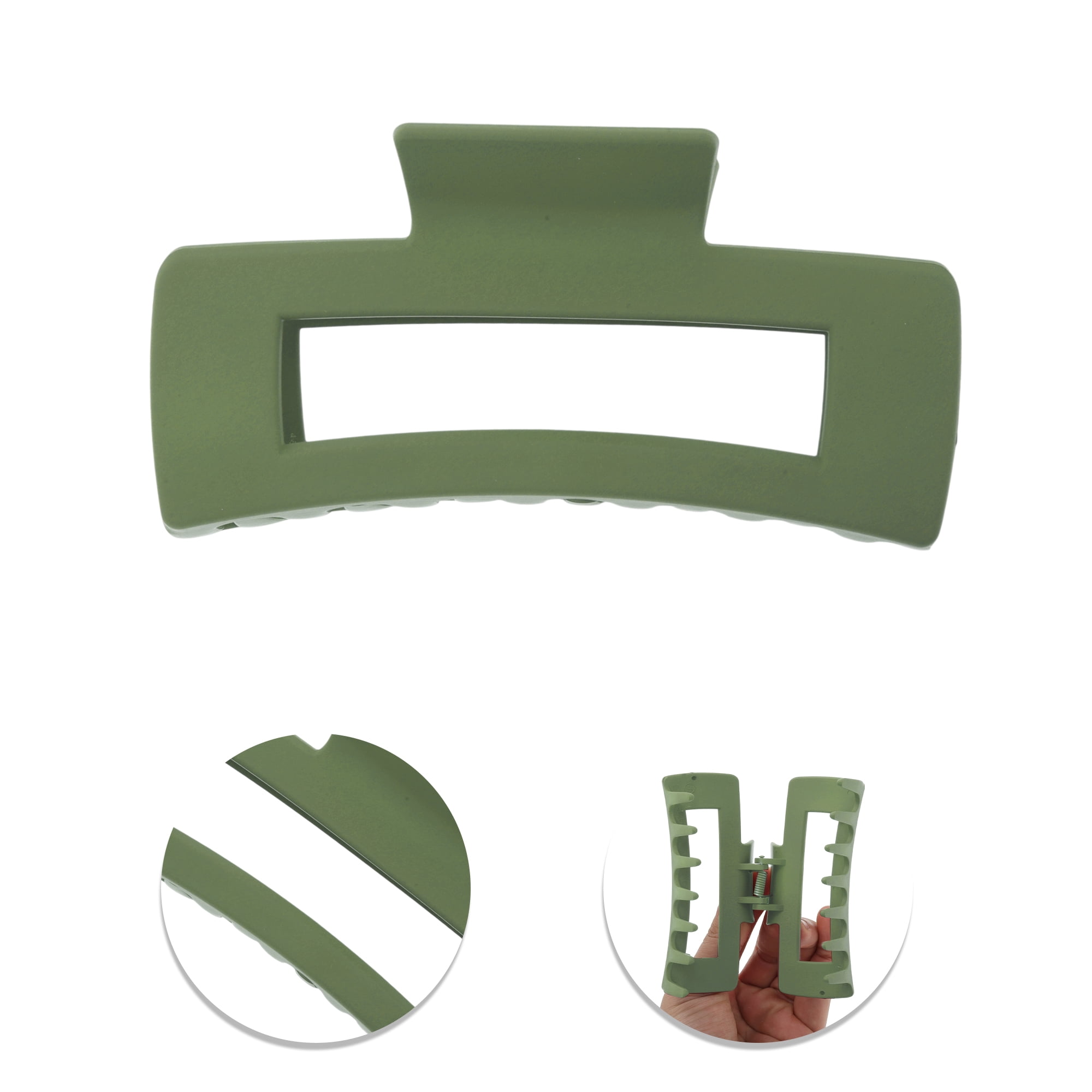 Unique Bargains Rectangle Frosted Hair Clips for Home and Daily Styling Army Green