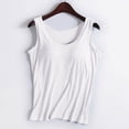 thumbnail image 2 of WEIWEN Womens Built in Bra Tank Tops Summer Casual Cami Tanks Wide Strap Padded Camisole Tops for Women Casual Basic Slim Fit Undershirts White, 4XL, 2 of 4